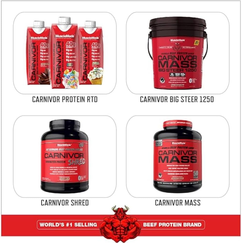 MuscleMeds Carnivor Shred Fat Burning Hydrolized Beef Protein Isolate, 0 Lactose, 0 Sugar, 0 Fat, Halal Certified, Chocolate, 2.28 Lb, 28 Servings