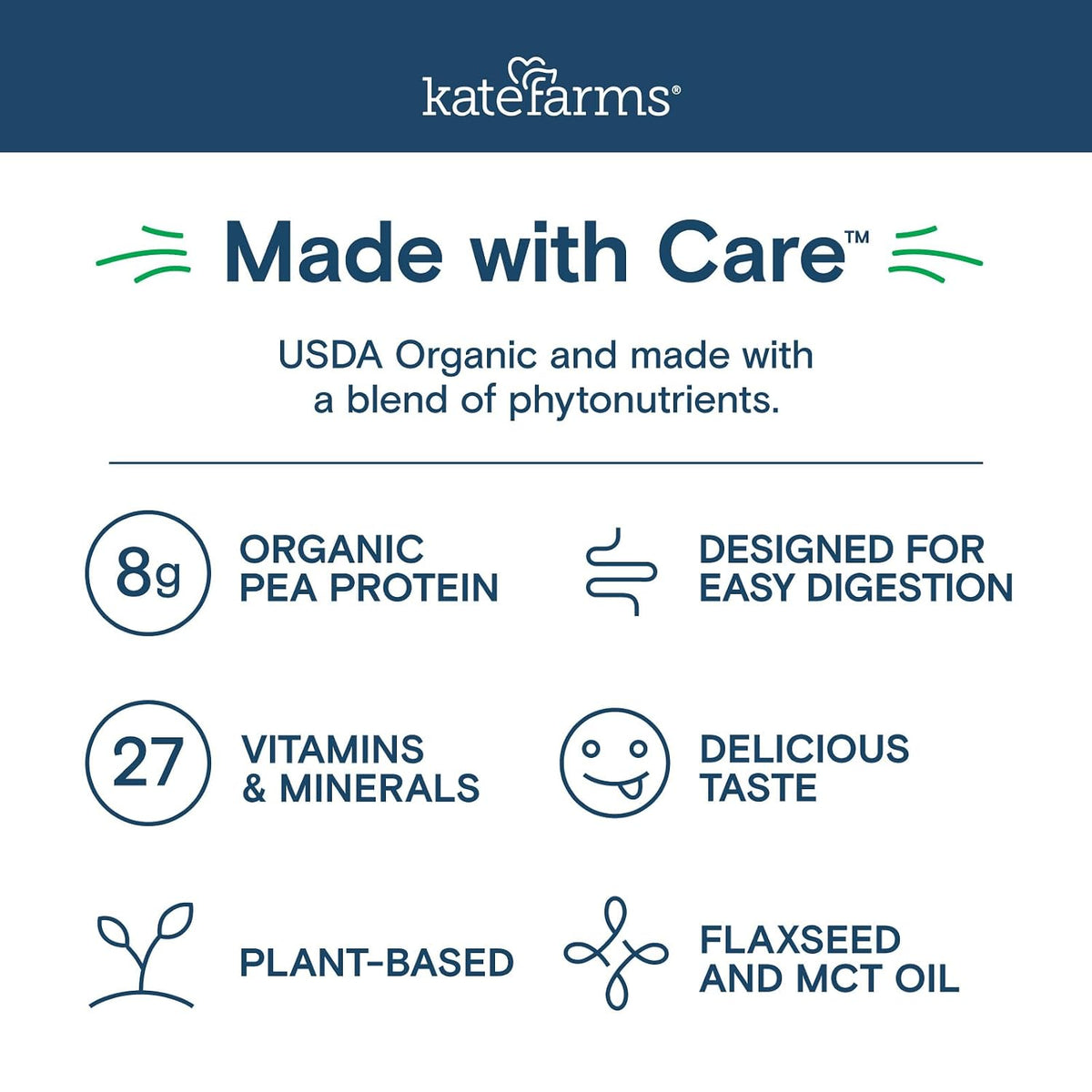 KATE FARMS Organic Kids Nutrition Shake, Vanilla, 8g of protein, 27 Vitamins and Minerals, Meal Replacement Drink, Protein Shake, Gluten Free, Non-GMO, 8.45 Fl oz (Pack of 12)
