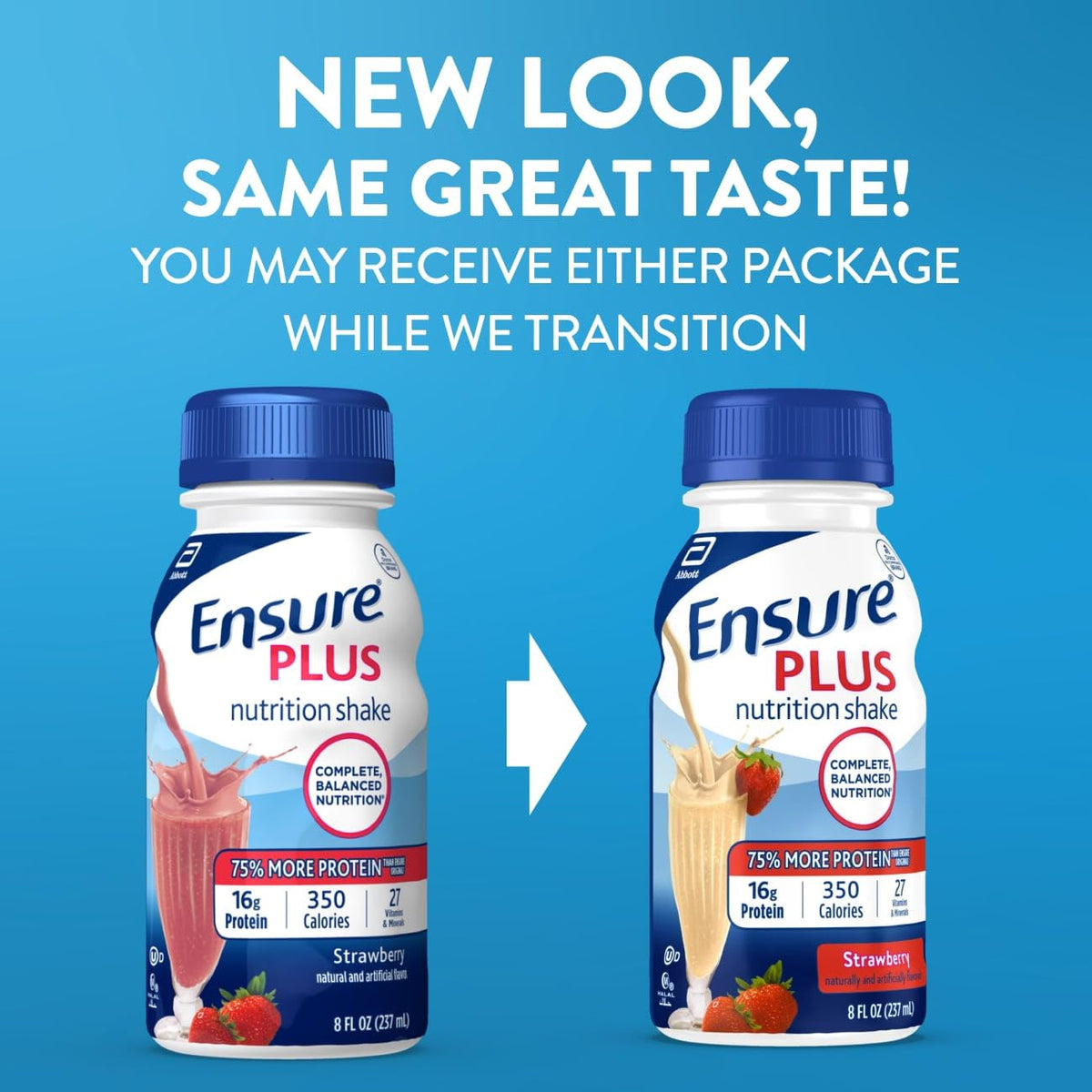 Ensure Plus Strawberry Nutrition Shake, 24 Pack