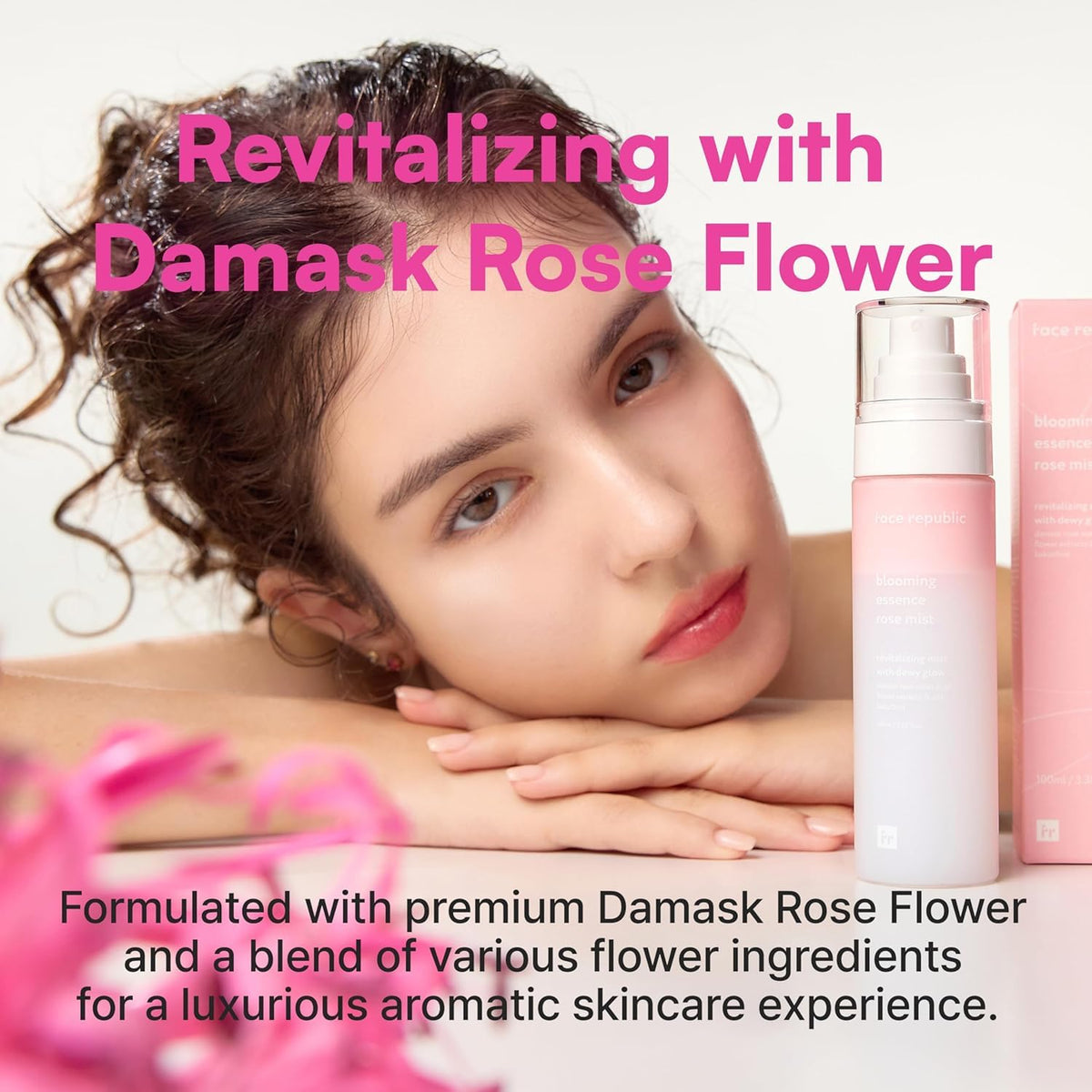 Face Republic Blooming Essence Rose Mist 100ml 3.38 fl oz | Instant Glass Skin | All In One Mist | Revitalizing, Nourishing, Deep Hydration, Dewy Glow | Damask Rose, Bakuchiol | Vegan Korean Skin Care