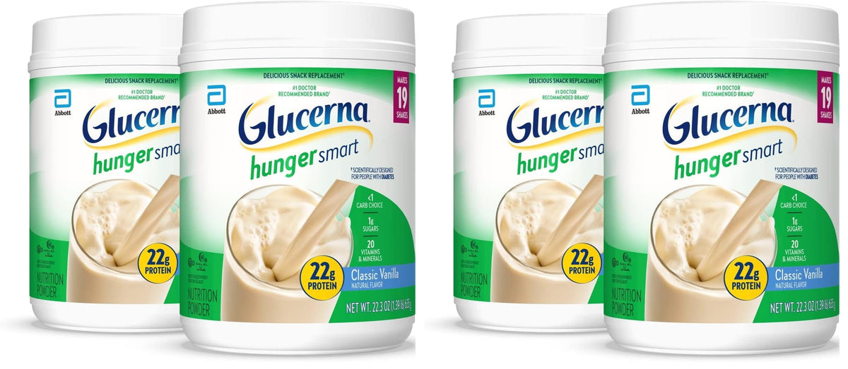 Glucerna Hunger Smart Diabetes Care Powder, Classic Chocolate, Diabetic Snack Replacement to Support Blood Sugar Management, 22g Protein, 130 Calories, 22.3 Oz, 2 Pack
