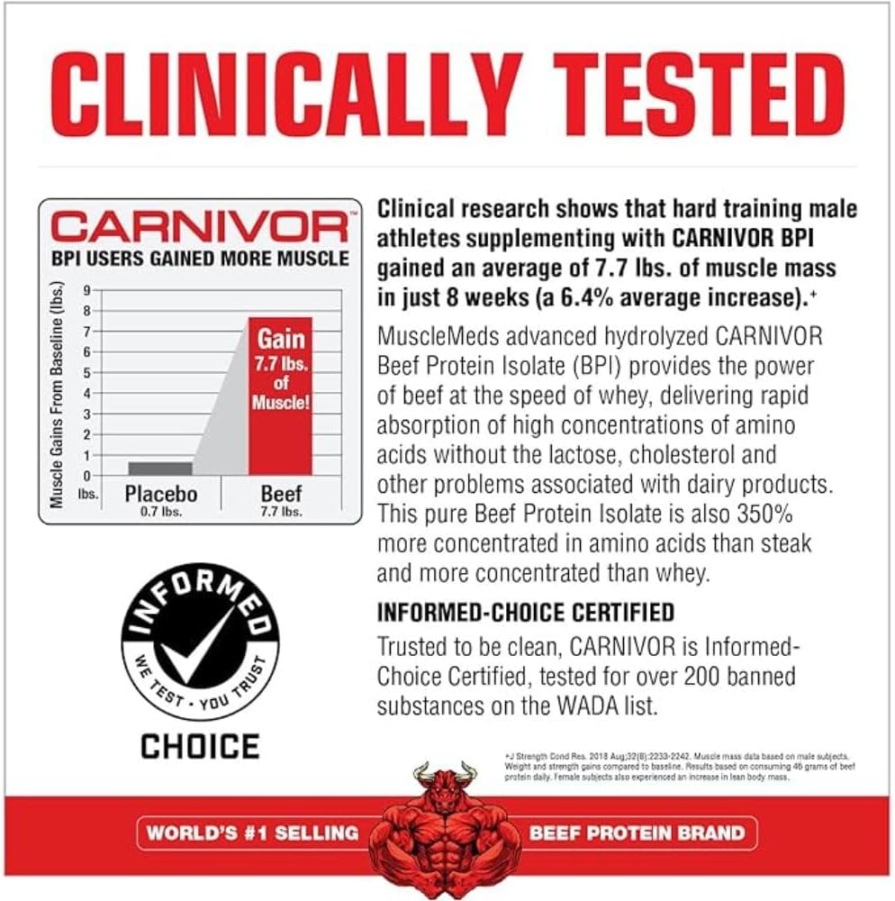 MuscleMeds Carnivor Shred Fat Burning Hydrolized Beef Protein Isolate, 0 Lactose, 0 Sugar, 0 Fat, Halal Certified, Chocolate, 2.28 Lb, 28 Servings