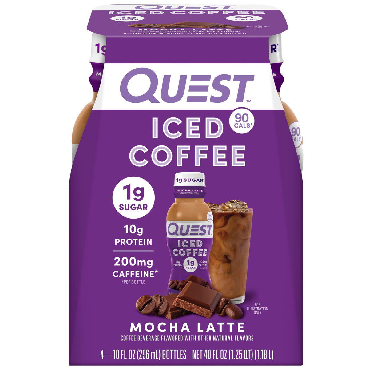 Quest Nutrition Iced Coffee,Vanilla Latte,1g Sugar,10g Protein,90 calories,200mg of caffeine,(Pack of 24)