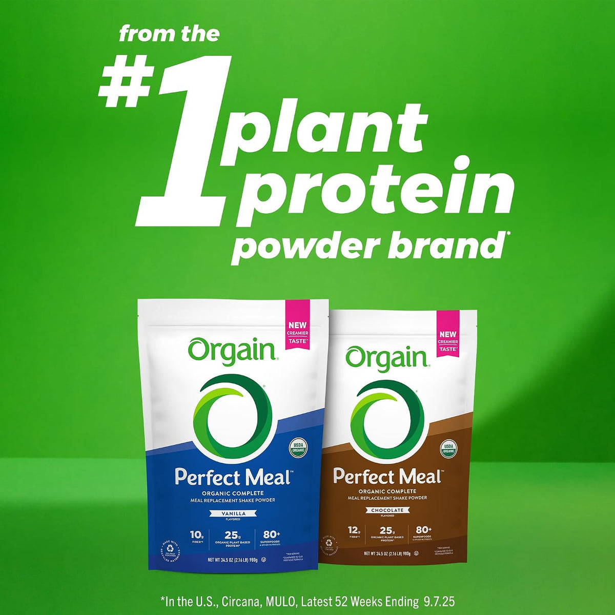 Orgain Perfect Meal, Organic, Vegan Meal Replacement Protein Powder, Vanilla - 25g Plant Based Protein, 80+ Superfoods, 1B Probiotics & 10g Fiber, Adaptogens & Ashwagandha - 2.16lb