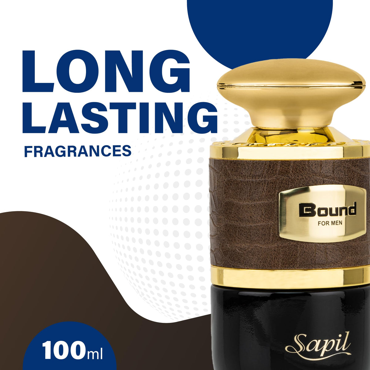 Sapil Bound Eau de Parfum for Men – Long Lasting Oriental Spicy Perfume | Green Mandarin, Cardamom & Leather Notes | Warm Masculine Fragrance | 3.4 oz / 100ml