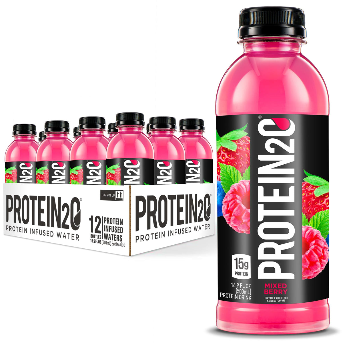 Protein2o 15g Whey Protein Isolate Infused Water, Ready To Drink, Sugar Free, Gluten Free, Lactose Free, Harvest Grape, 16.9 oz Bottle (Pack of 12)