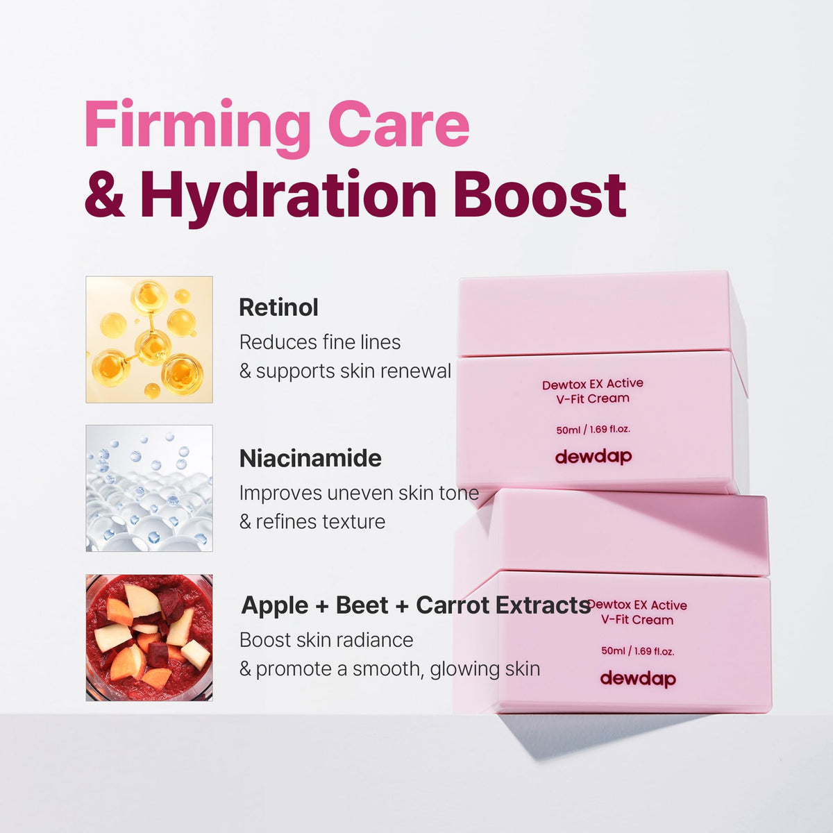 DEWDAP Dewtox Glow Skin Cream, Firming & Hydrating Face Moisturizer with Retinol & Niacinamide, Fine Line Care, Korean Skincare (1.69 Fl Oz / 50ml)