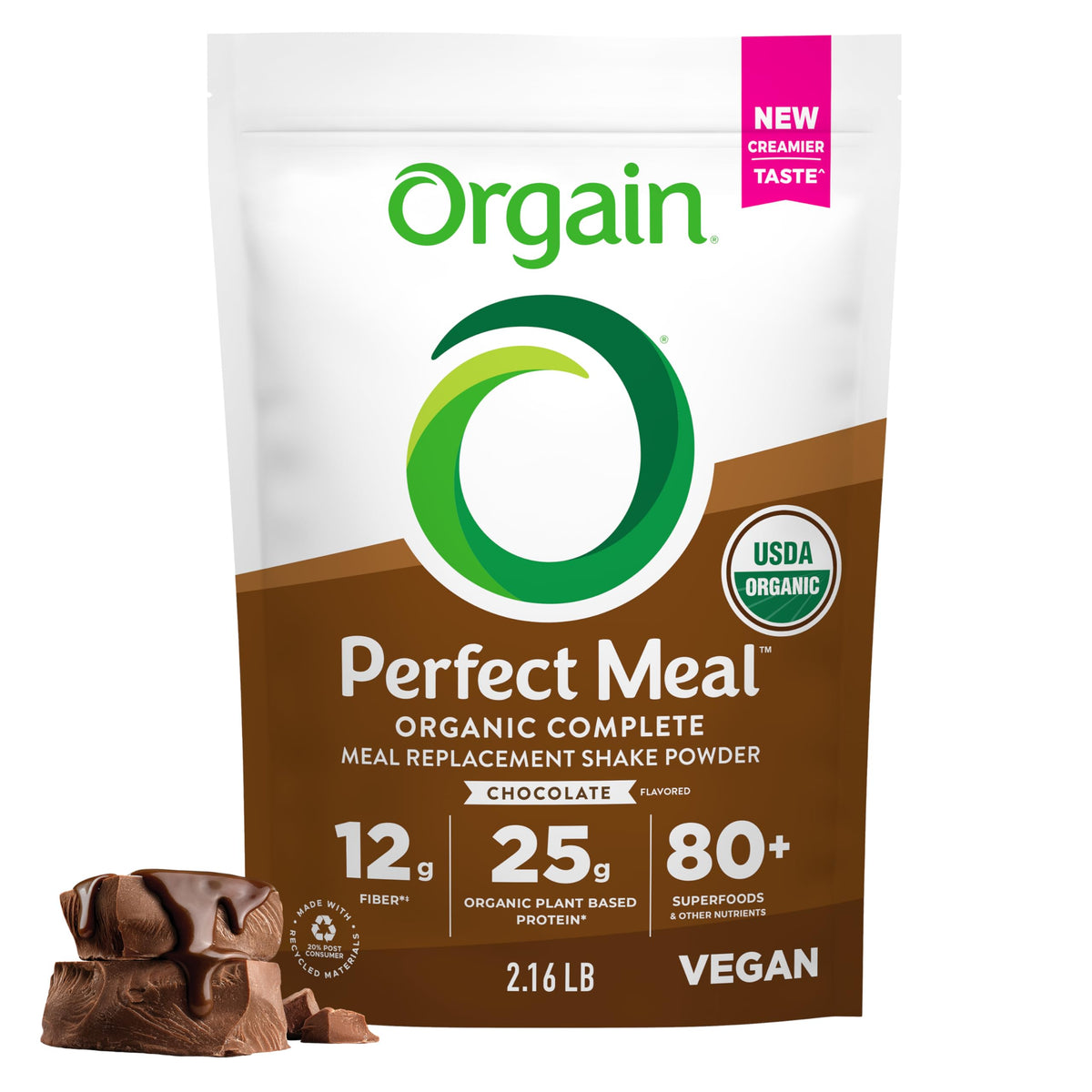 Orgain Perfect Meal, Organic, Vegan Meal Replacement Protein Powder, Vanilla - 25g Plant Based Protein, 80+ Superfoods, 1B Probiotics & 10g Fiber, Adaptogens & Ashwagandha - 2.16lb