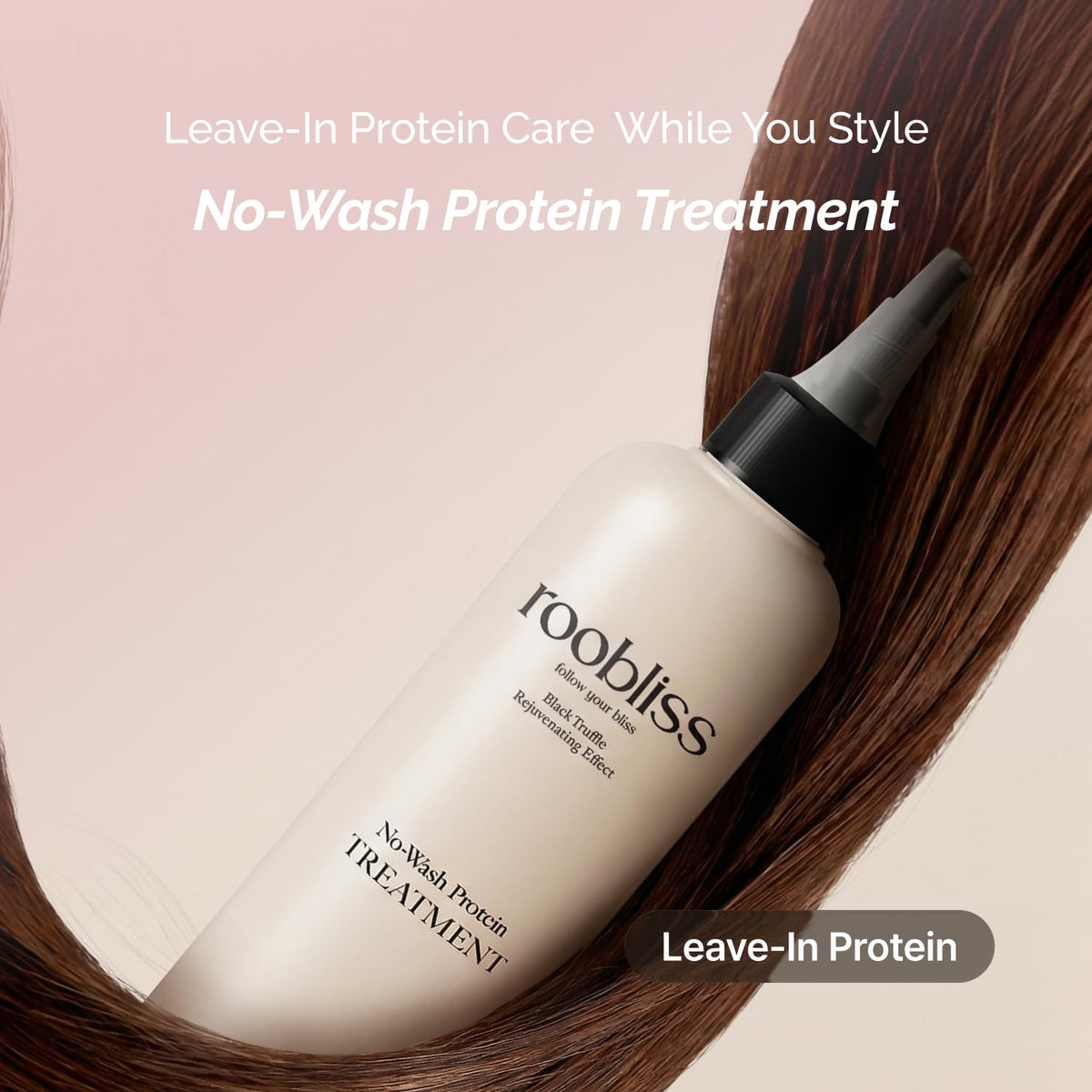 roobliss No-Wash Leave In Hair Treatment - Black Truffle Protein & Collagen Hair Repair for Damaged or Dry Hair | Lightweight Detangling & Frizz Control | Korean Hair Care | 10 fl oz / 300 mL