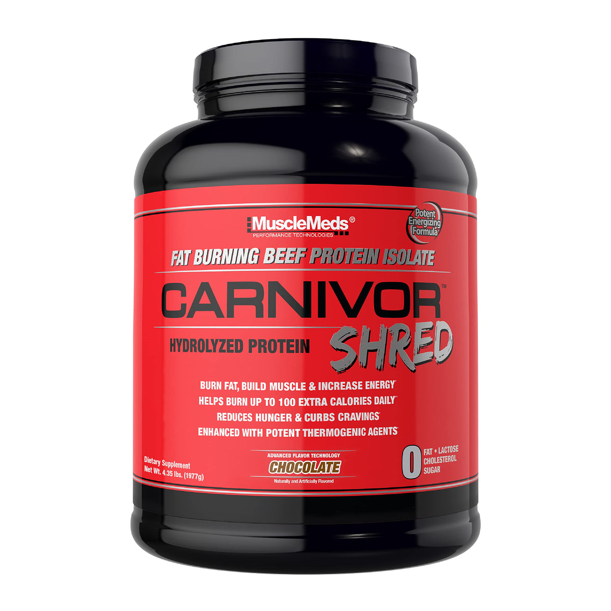 MuscleMeds Carnivor Shred Fat Burning Hydrolized Beef Protein Isolate, 0 Lactose, 0 Sugar, 0 Fat, Halal Certified, Chocolate, 2.28 Lb, 28 Servings