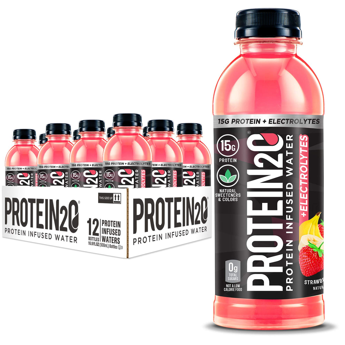 Protein2o 15g Whey Protein Isolate Infused Water, Ready To Drink, Sugar Free, Gluten Free, Lactose Free, Harvest Grape, 16.9 oz Bottle (Pack of 12)